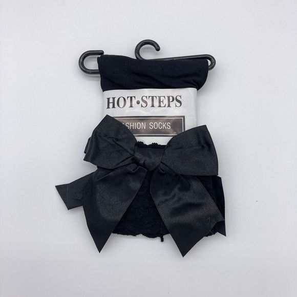 Hot Steps Black Fashion Sock With Bow New Style 9540AK Hand Wash Shoe Sizes 5-10 - Picture 1 of 2